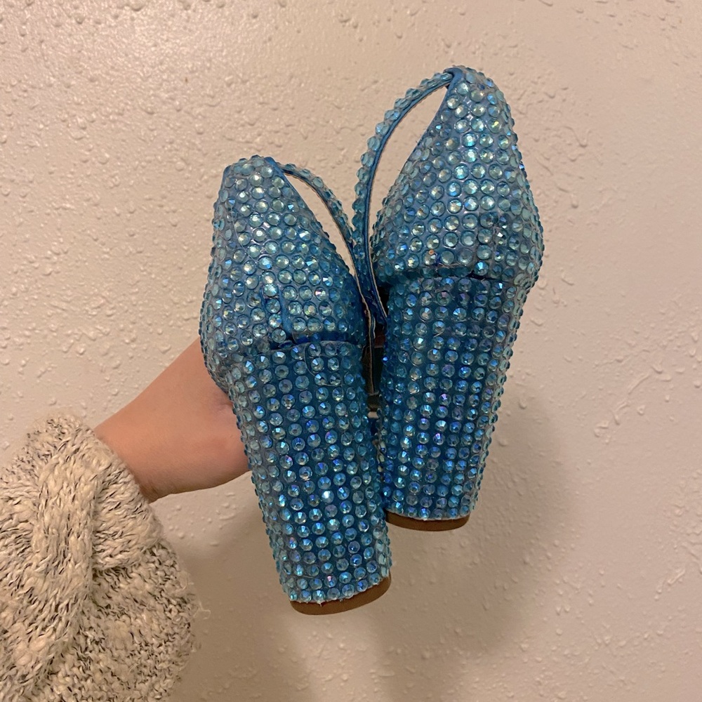 Betsy Johnson blue rhinestone heels